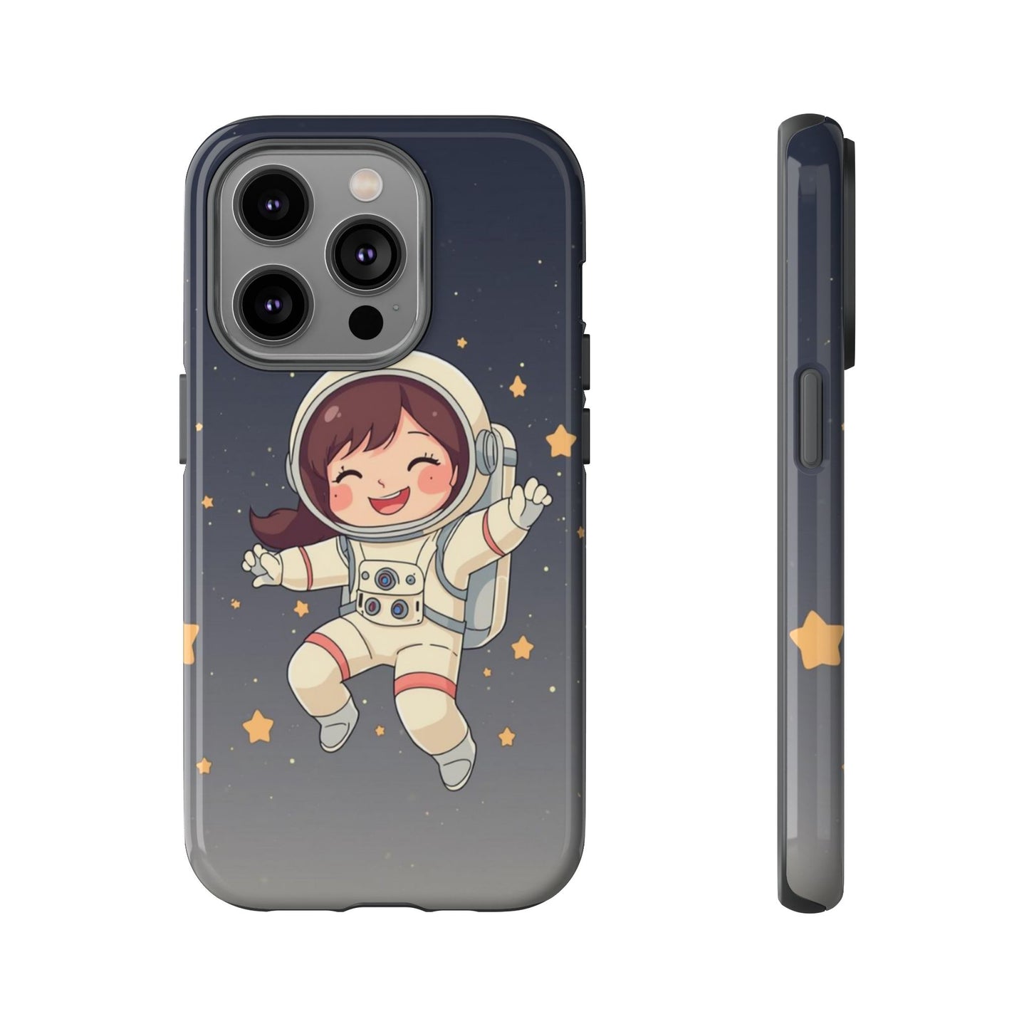 Cute Girl Astronaut Phone Case — Space Stars Protective iPhone Cover
