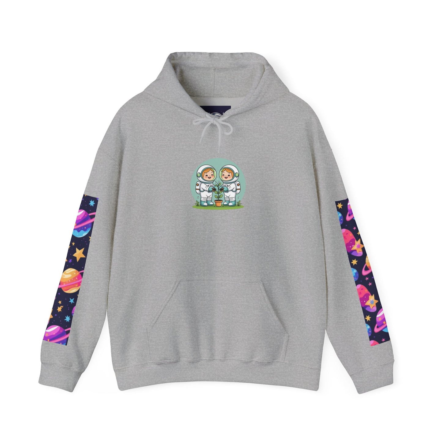 Space Pattern Hoodie — Colorful Planets & Stars Graphic Hoodie