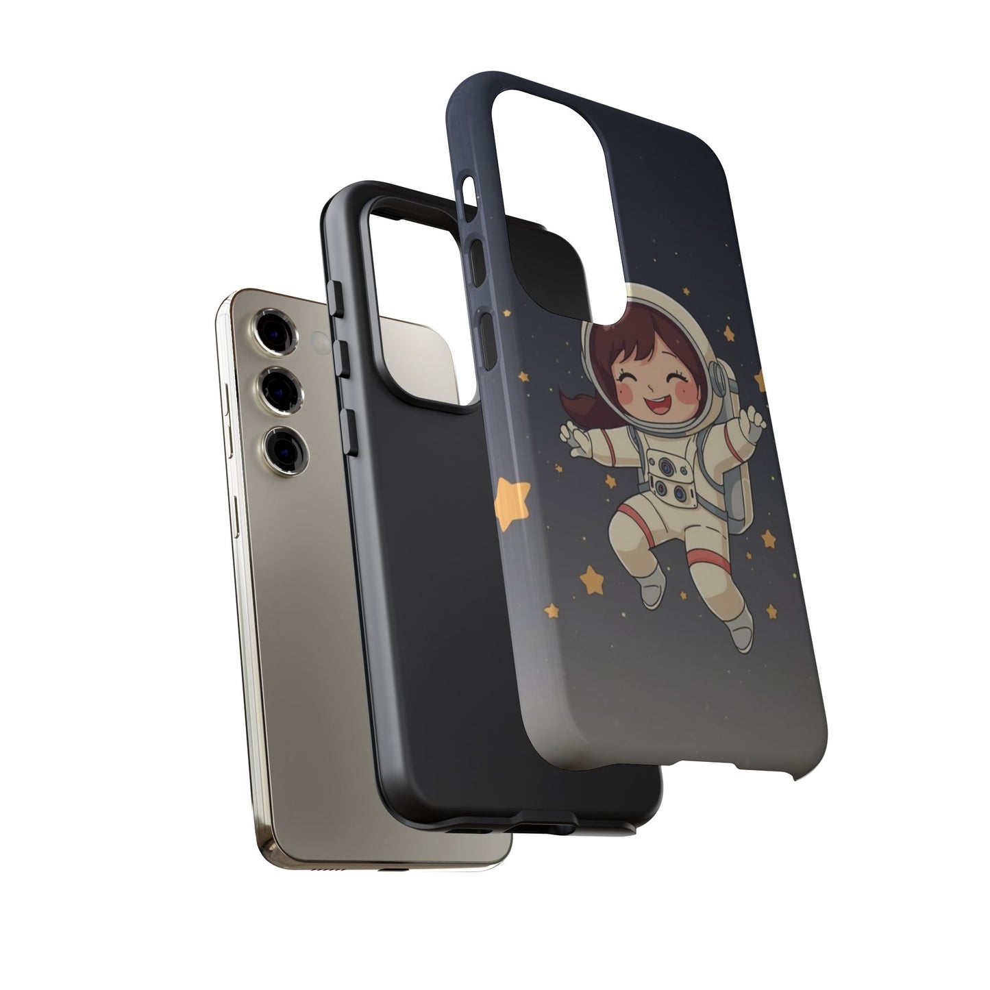 Cute Girl Astronaut Phone Case — Space Stars Protective iPhone Cover