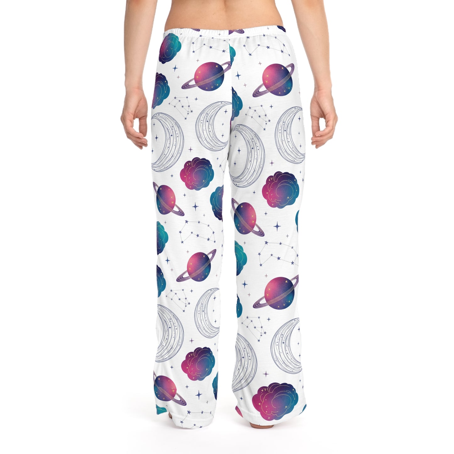 Celestial Galaxy Pajama Pants — Women's Space Moon & Planet Sleepwear