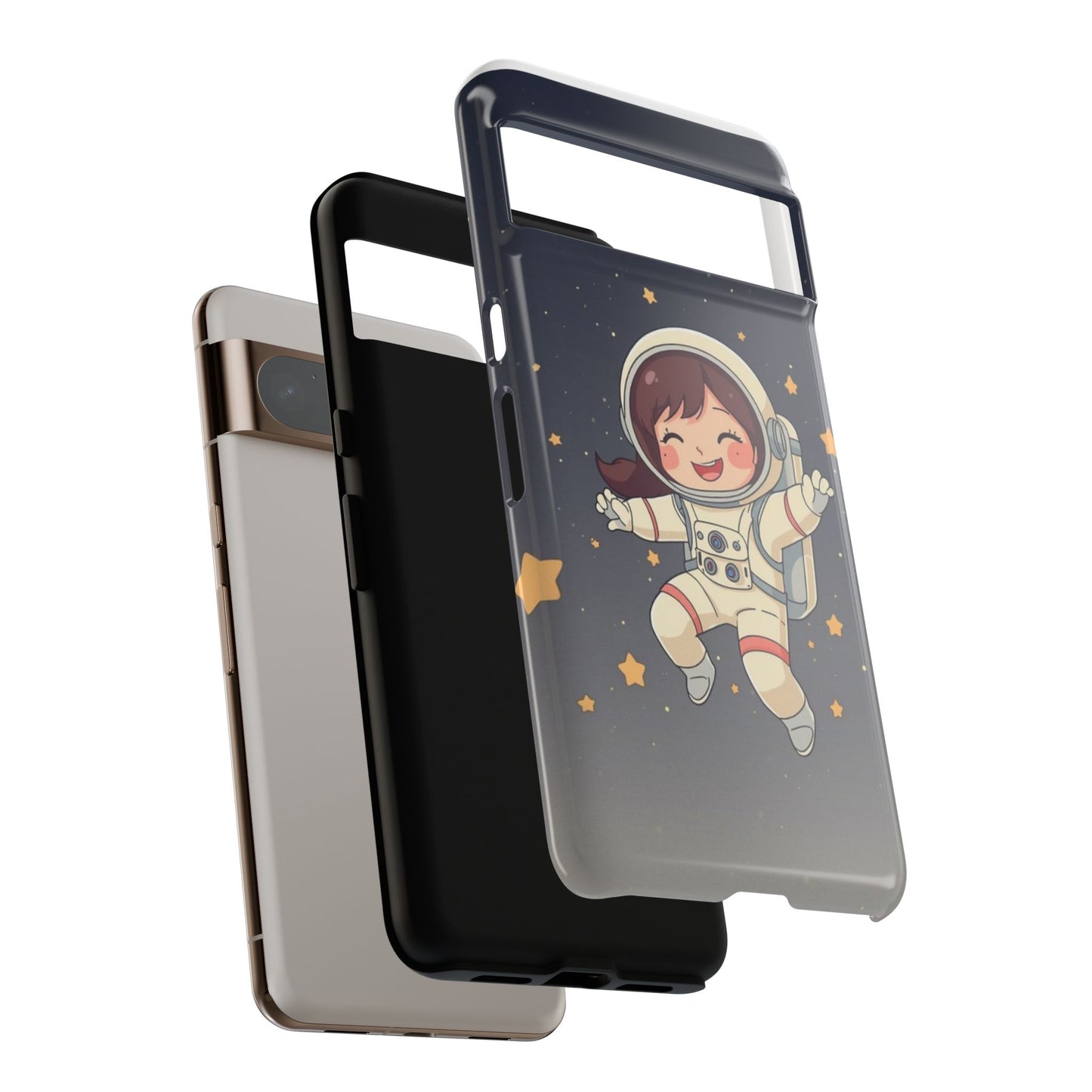Cute Girl Astronaut Phone Case — Space Stars Protective iPhone Cover