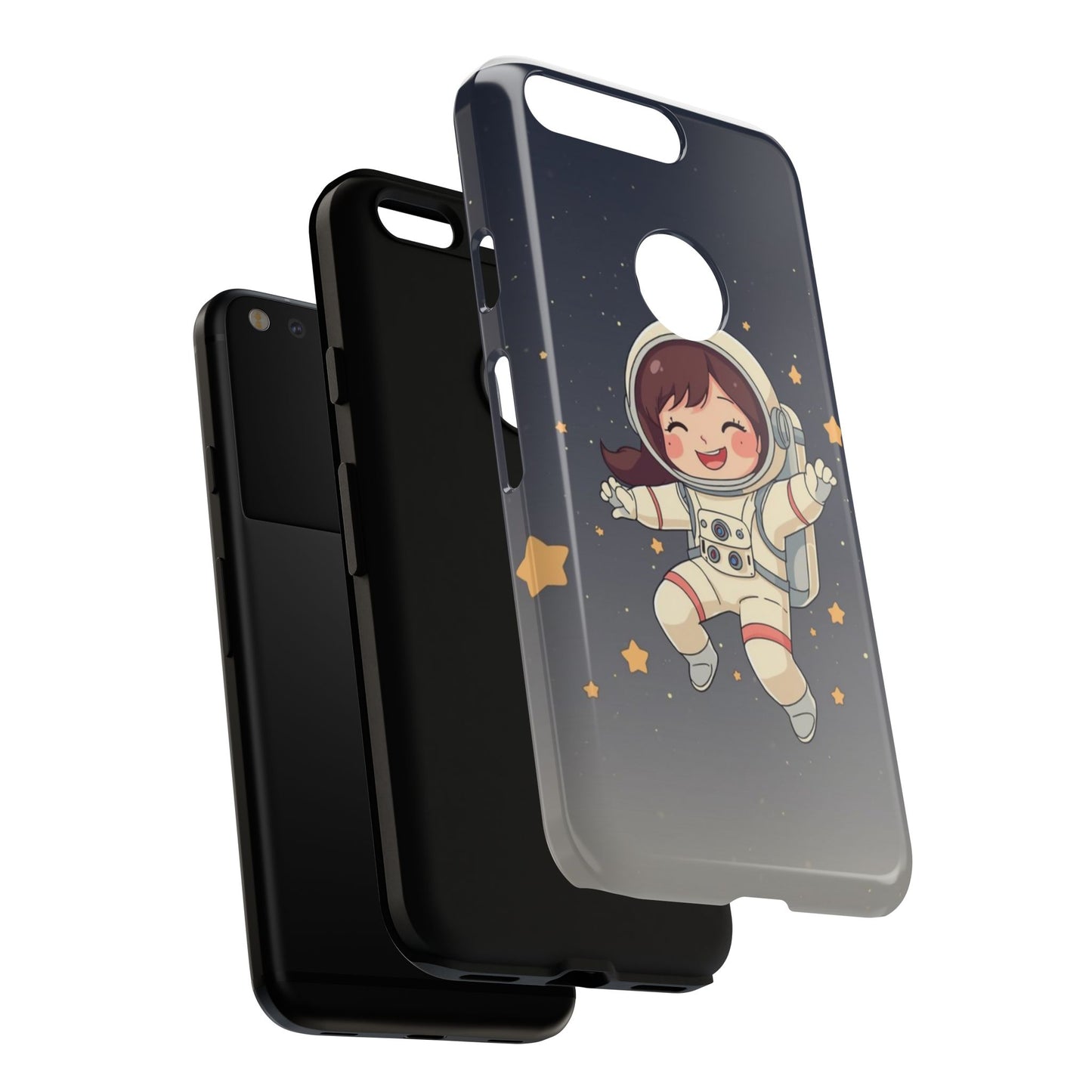 Cute Girl Astronaut Phone Case — Space Stars Protective iPhone Cover