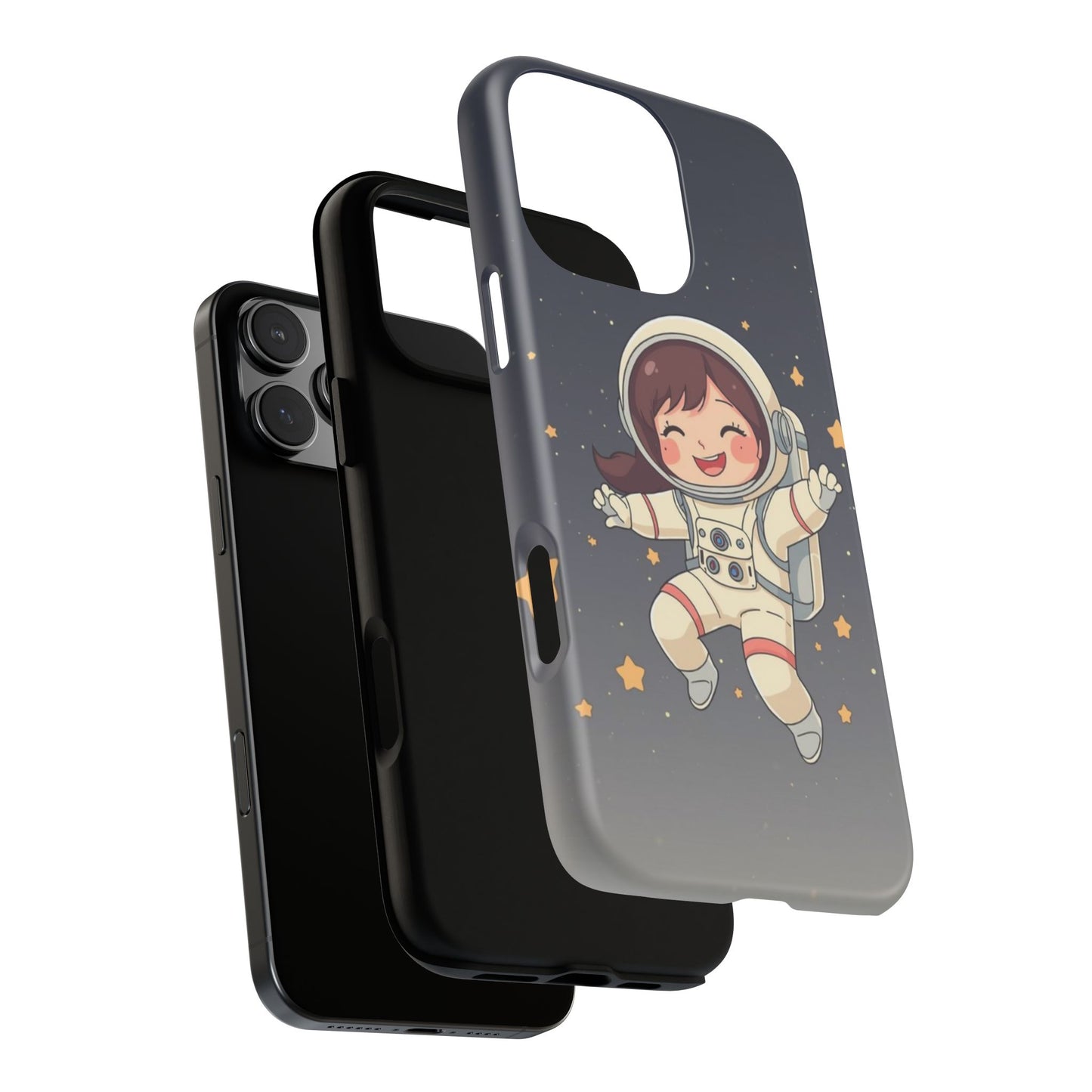 Cute Girl Astronaut Phone Case — Space Stars Protective iPhone Cover
