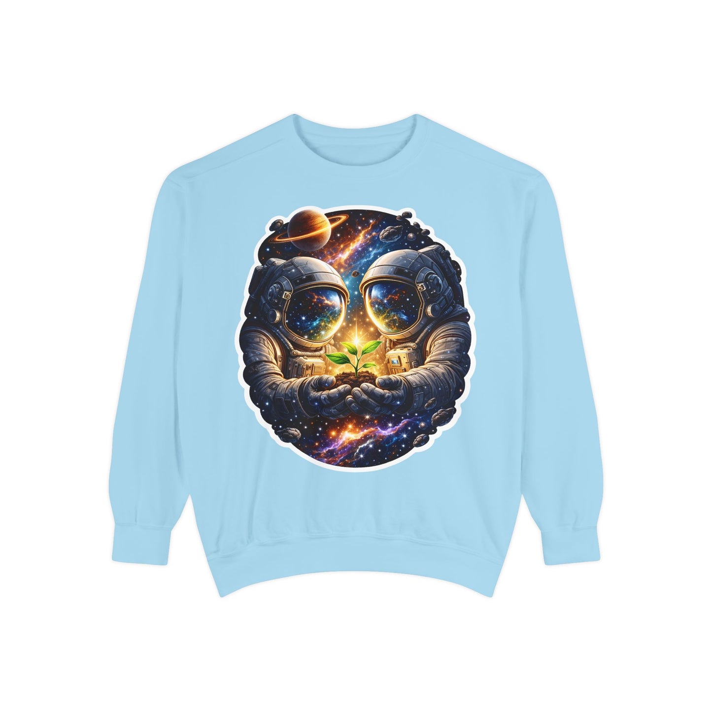 Astronaut Holding Seedling Sweatshirt — Cosmic Space Crewneck