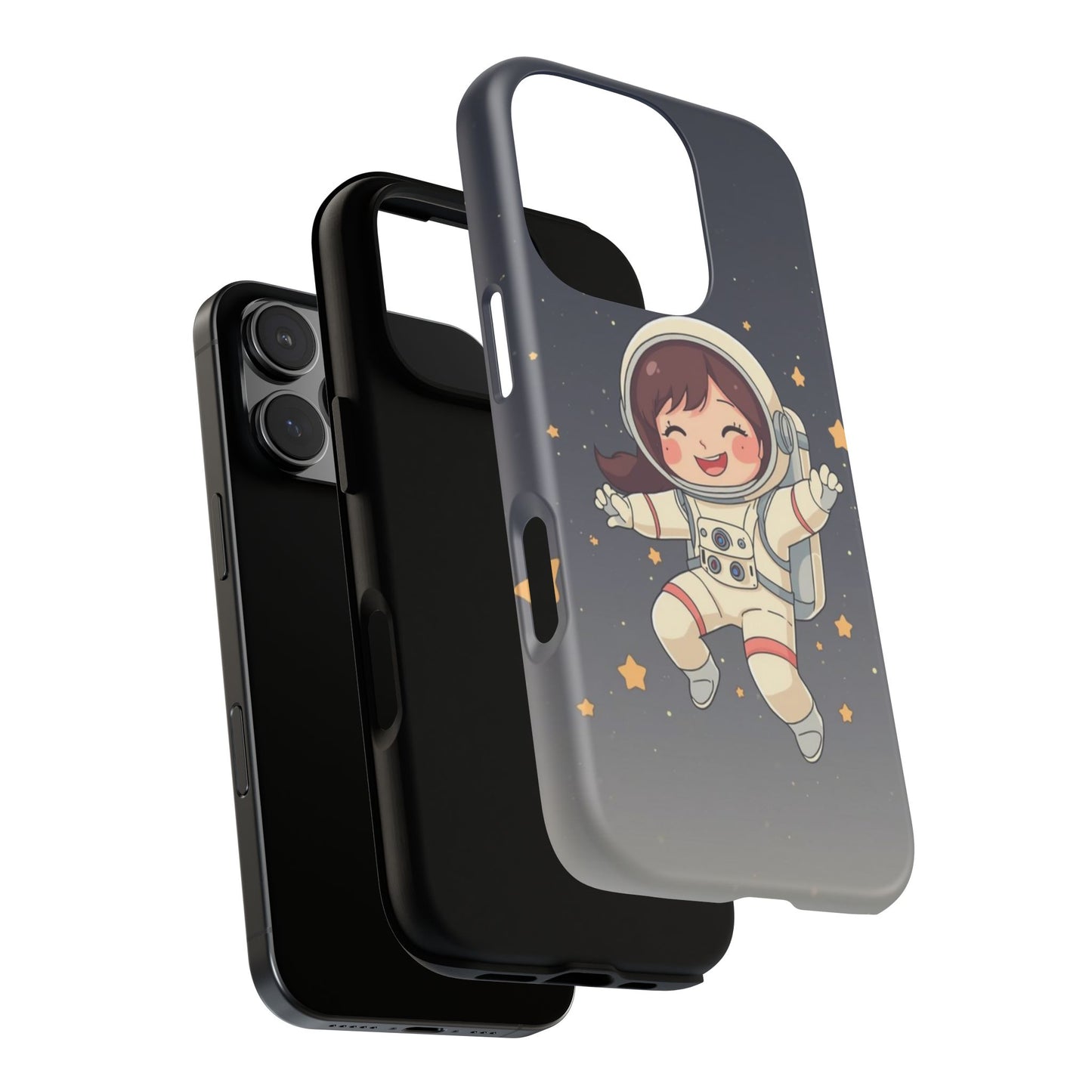 Cute Girl Astronaut Phone Case — Space Stars Protective iPhone Cover