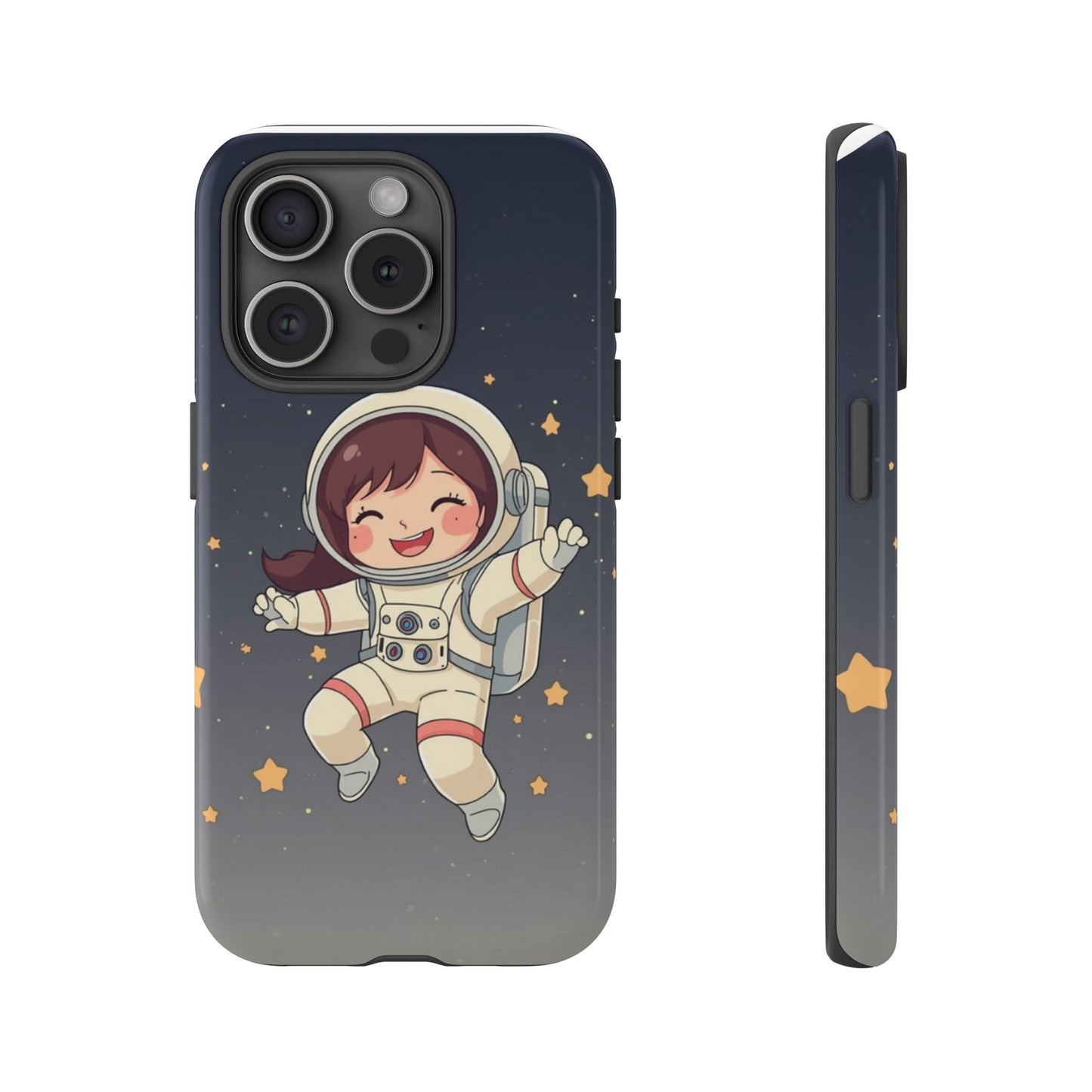 Cute Girl Astronaut Phone Case — Space Stars Protective iPhone Cover