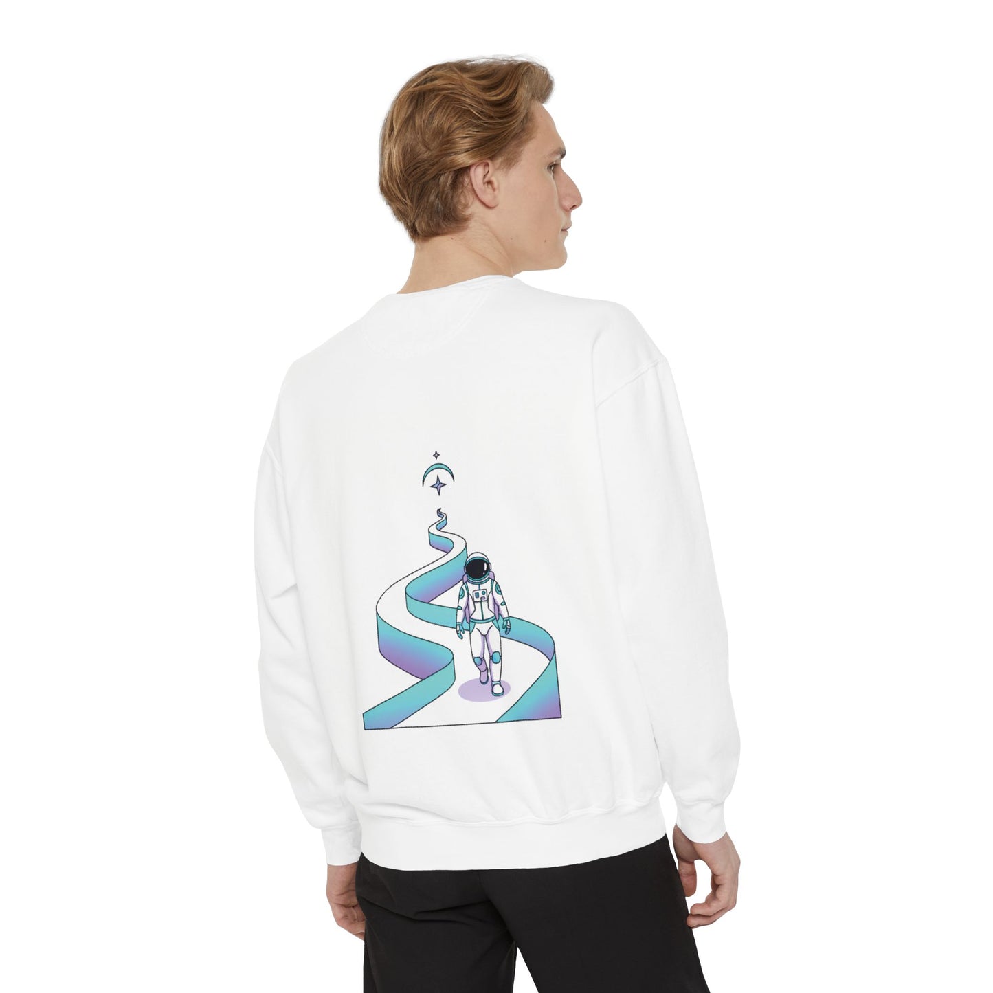 Astronaut Path Sweatshirt — Space Journey Graphic Crewneck