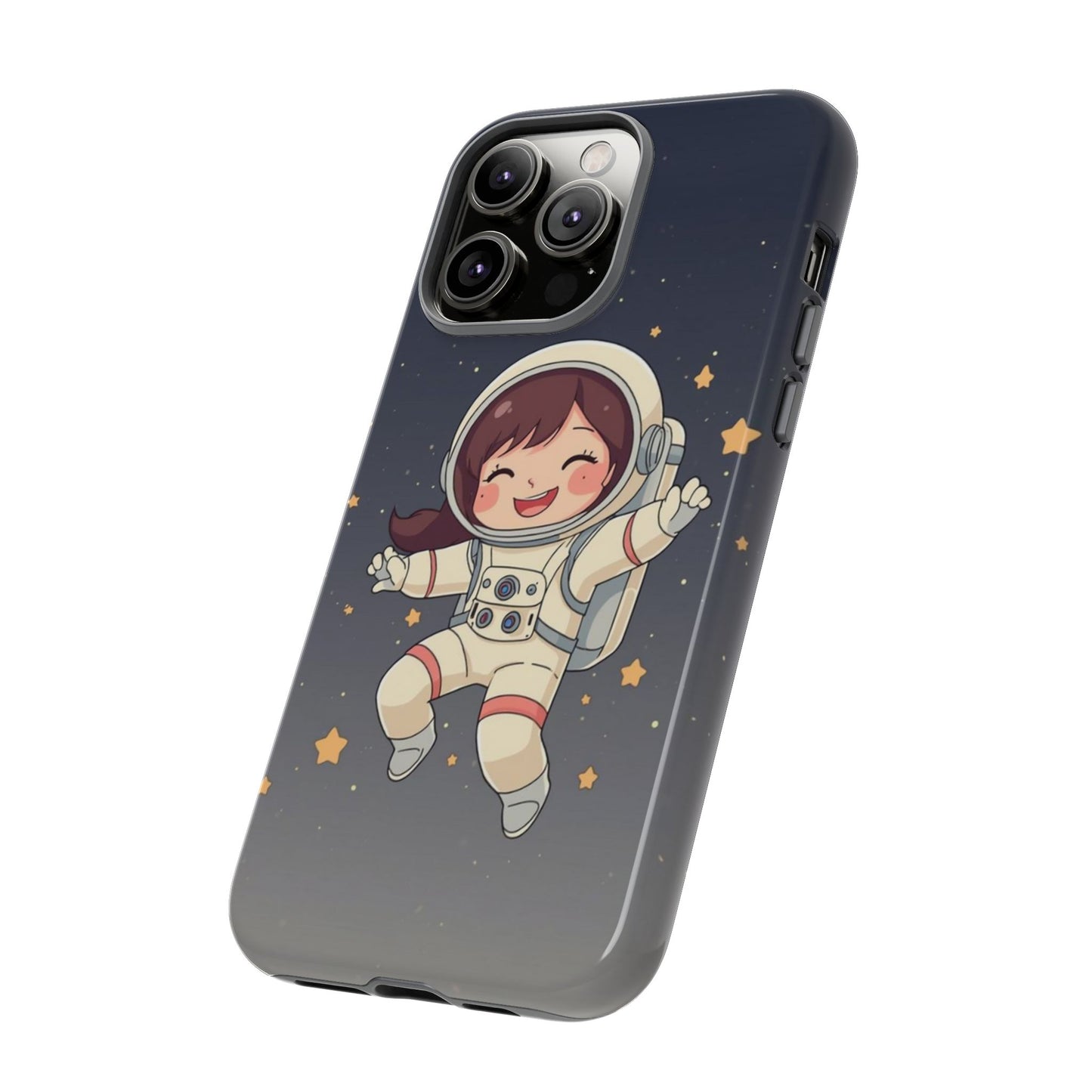 Cute Girl Astronaut Phone Case — Space Stars Protective iPhone Cover