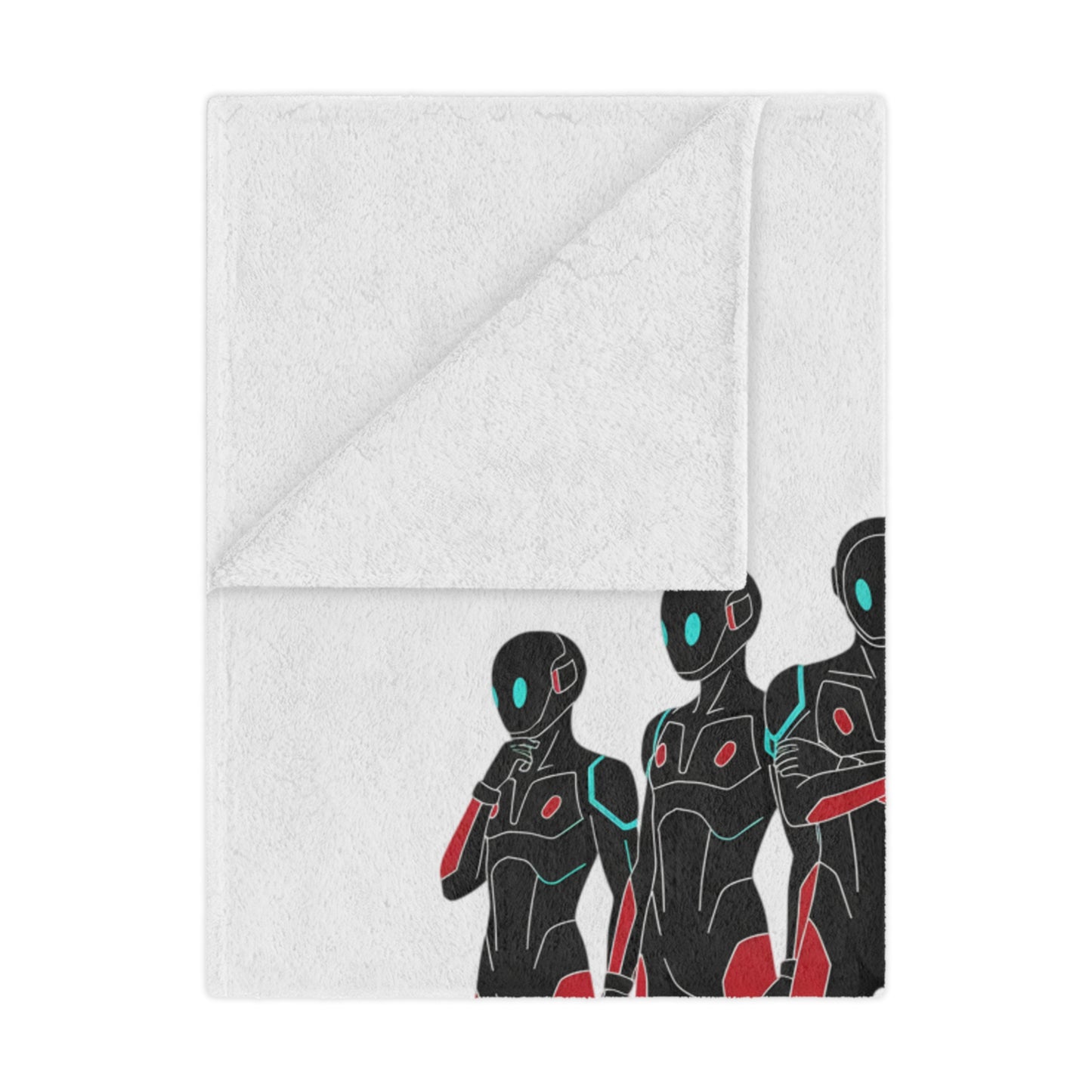 Sci‑Fi Android Crew Minky Blanket – Futuristic Robots Art Throw