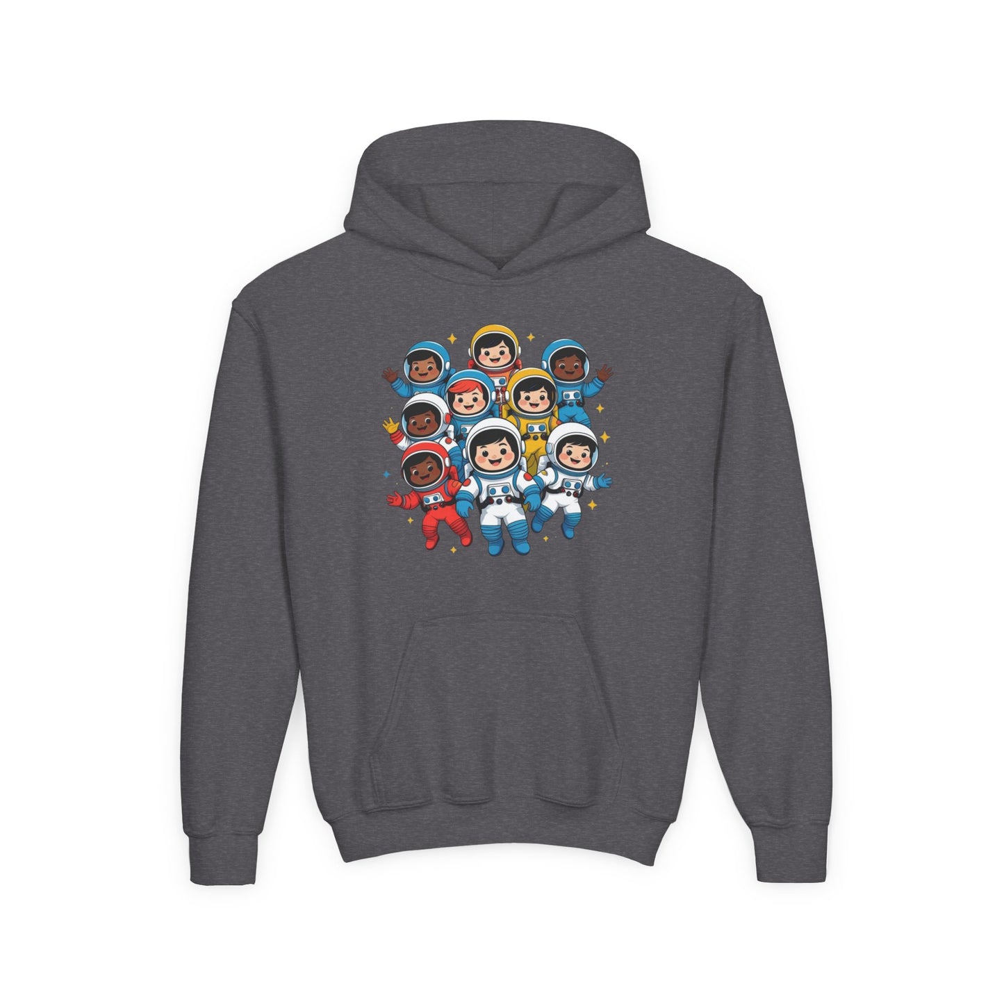 Kids Astronaut Crew Hoodie — Cute Diverse Space Explorers Graphic