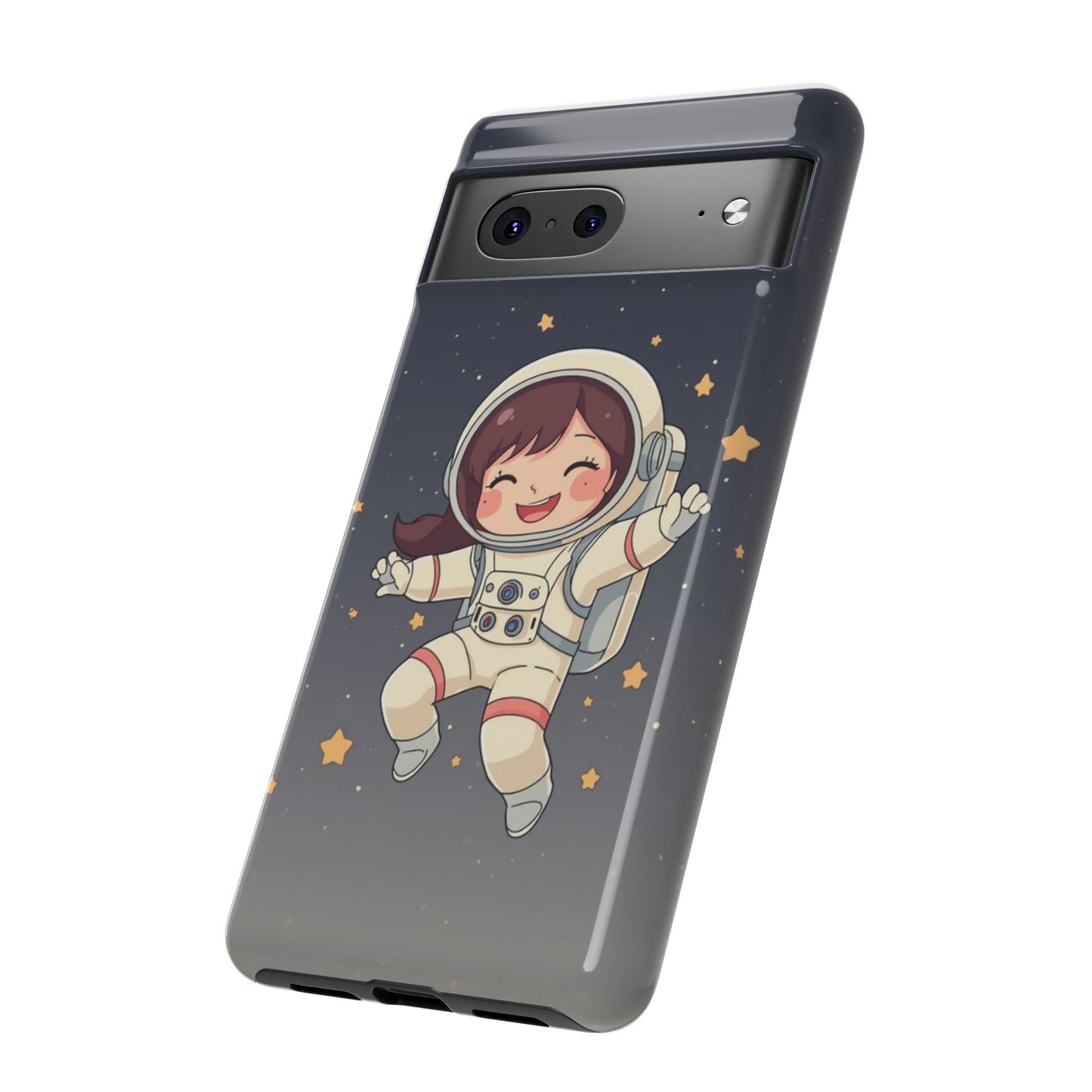 Cute Girl Astronaut Phone Case — Space Stars Protective iPhone Cover