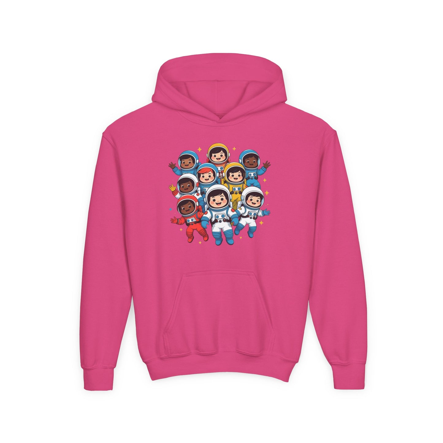 Kids Astronaut Crew Hoodie — Cute Diverse Space Explorers Graphic