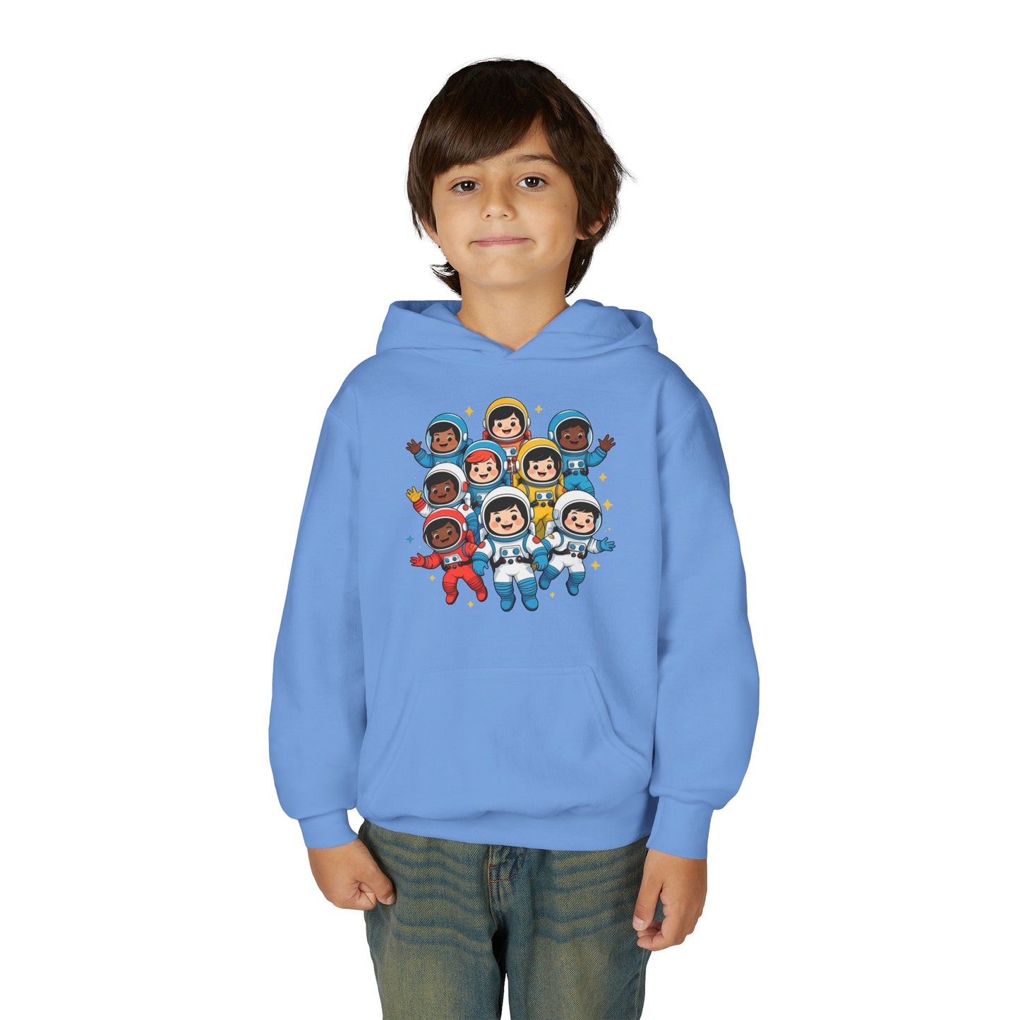 Kids Astronaut Crew Hoodie — Cute Diverse Space Explorers Graphic