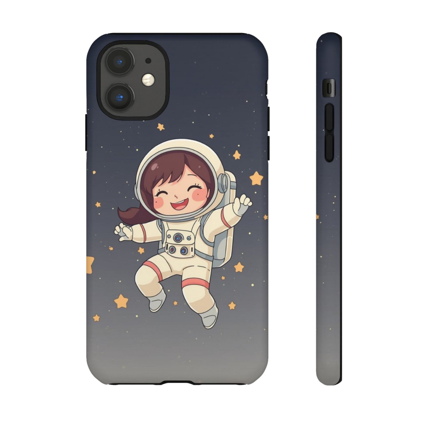 Cute Girl Astronaut Phone Case — Space Stars Protective iPhone Cover
