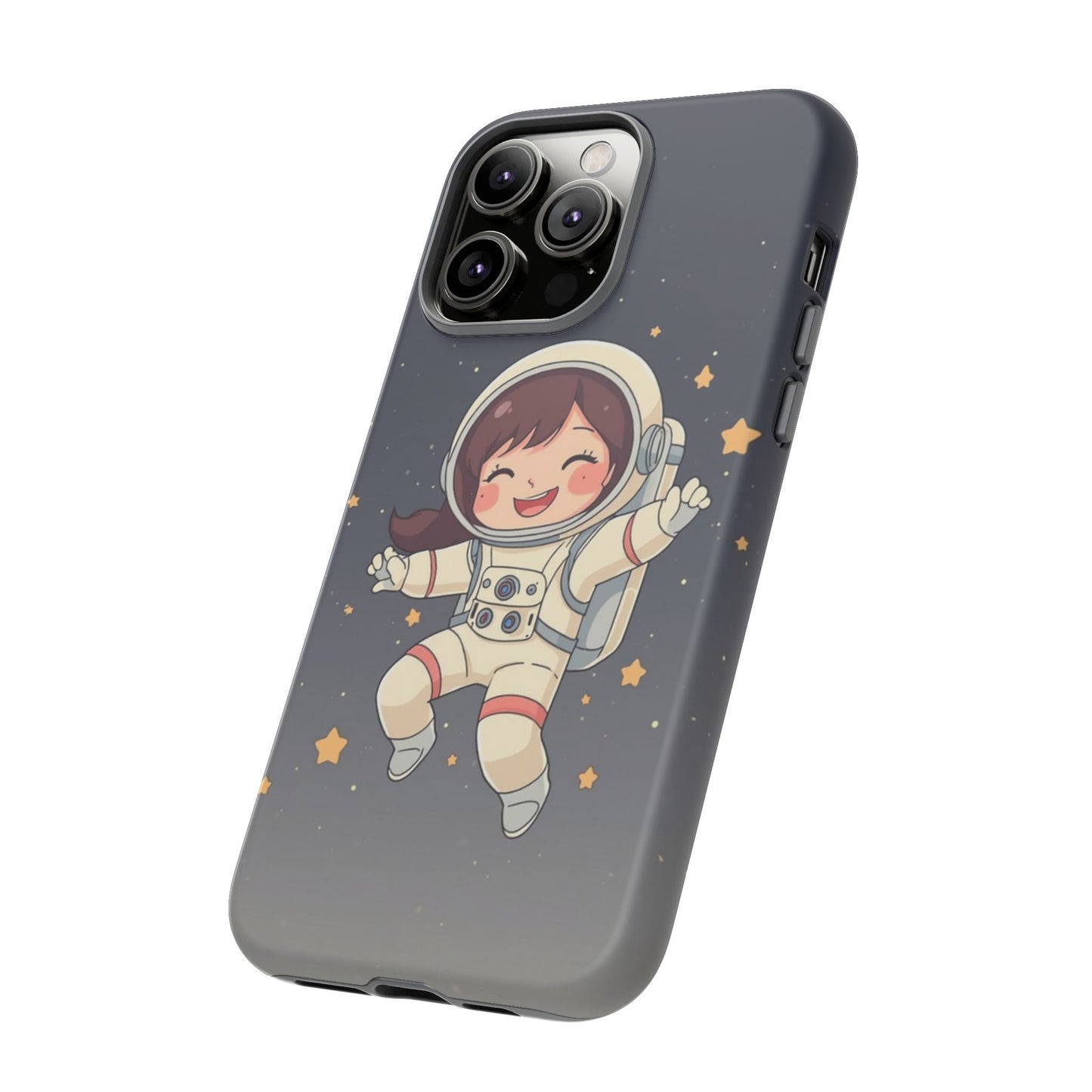 Cute Girl Astronaut Phone Case — Space Stars Protective iPhone Cover