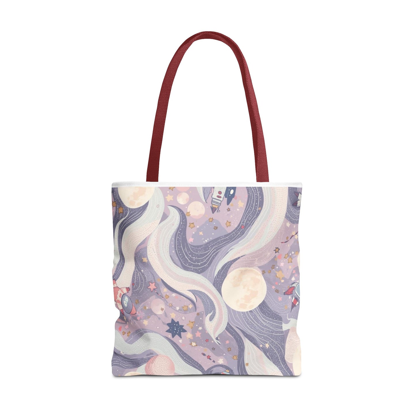 Celestial Moonlight Tote Bag — Pastel Cosmic Waves All-Over Print