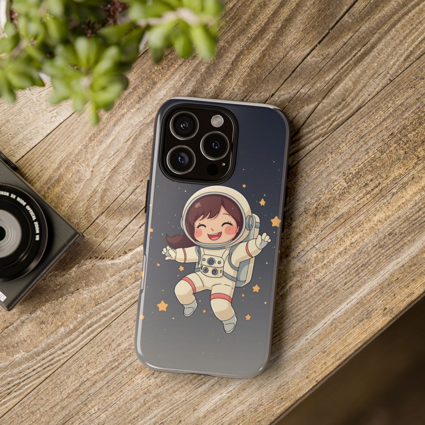 Cute Girl Astronaut Phone Case — Space Stars Protective iPhone Cover