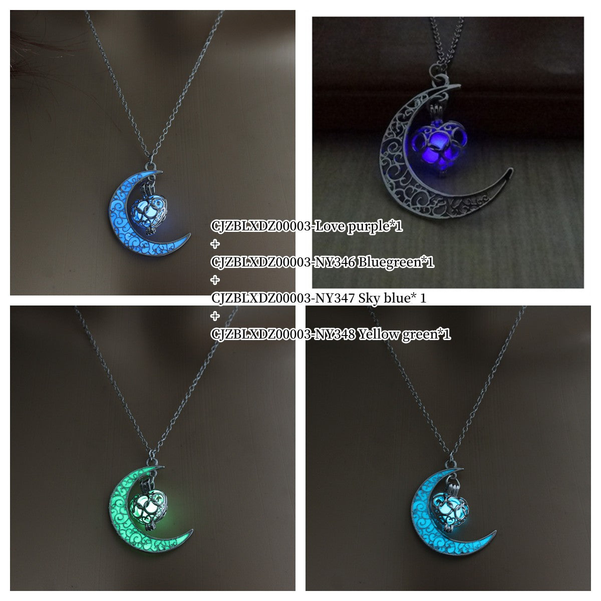 Luminous Cosmic Moon Pendant Necklace – Glows in the Dark